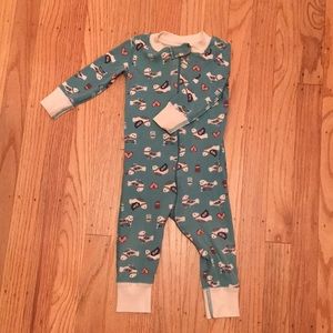 Hanna Andersson bird print zip-up baby PJ bodysuit